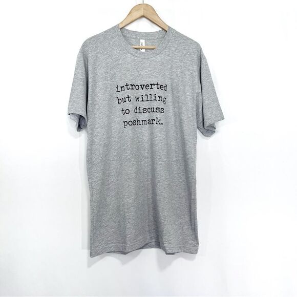 Introverted But Willing to Discuss Poshmark Tee Unisex L - Picture 1 of 4